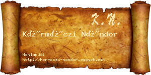 Körmöczi Nándor névjegykártya